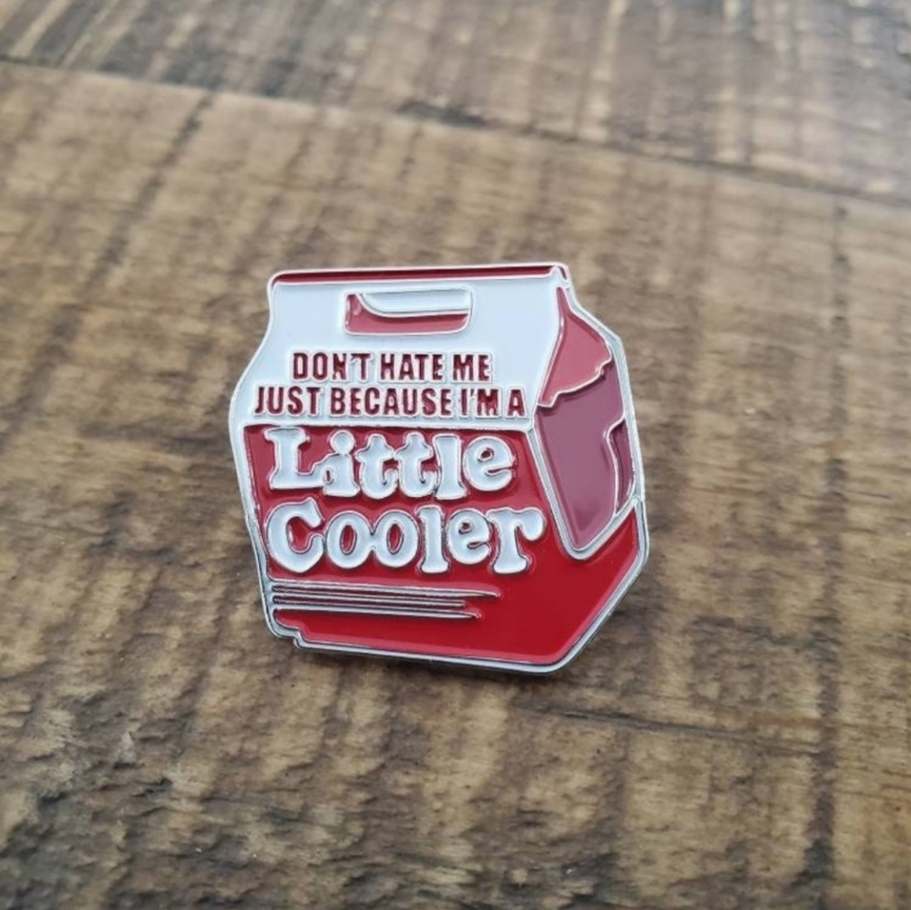 Don't hate me just because I'm a little cooler. Enamel pin. 1.25"